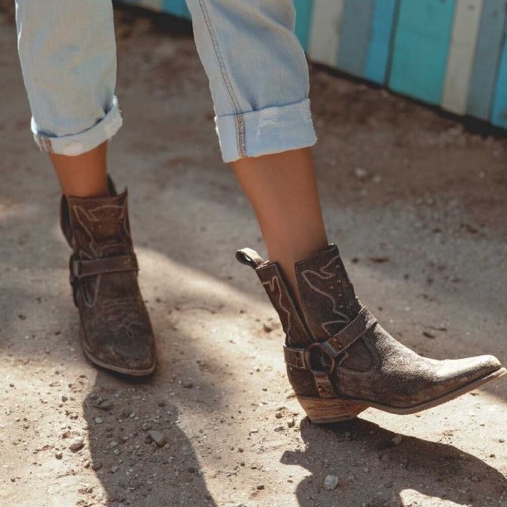 Bed|Stu Canada Taupe MD Western Ankle Bootie Boot Womens New NWT NIB